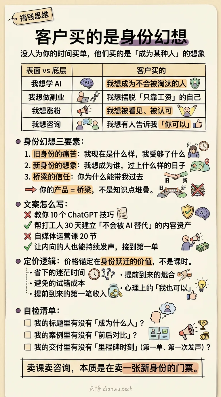 客户买的是身份幻想 · 手绘信息图